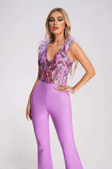Viviene Sequin Bandage Jumpsuit