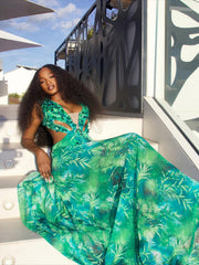 Yoland Printed Embellished Maxi Dress