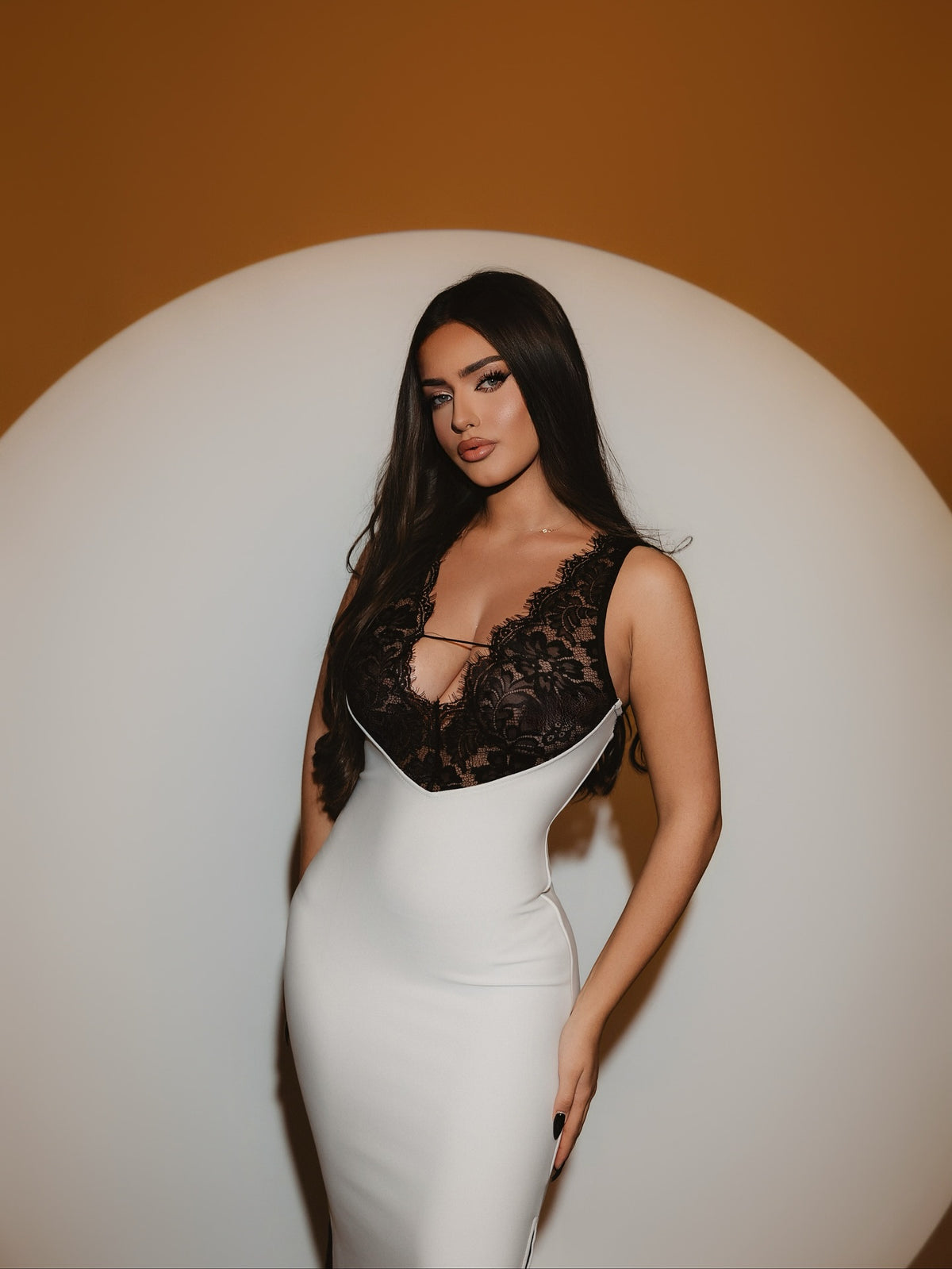 Gunnhild Lace Deep V Maxi Dress